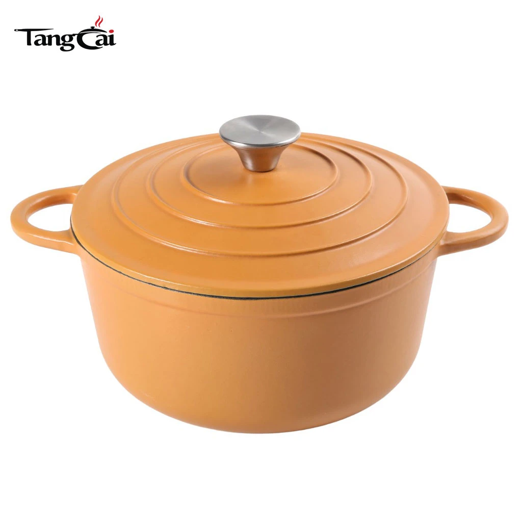 5QT 24cm Enameled Cast Iron Dutch Oven -Round Casserole Pot Oven Safe up to 500&deg; F