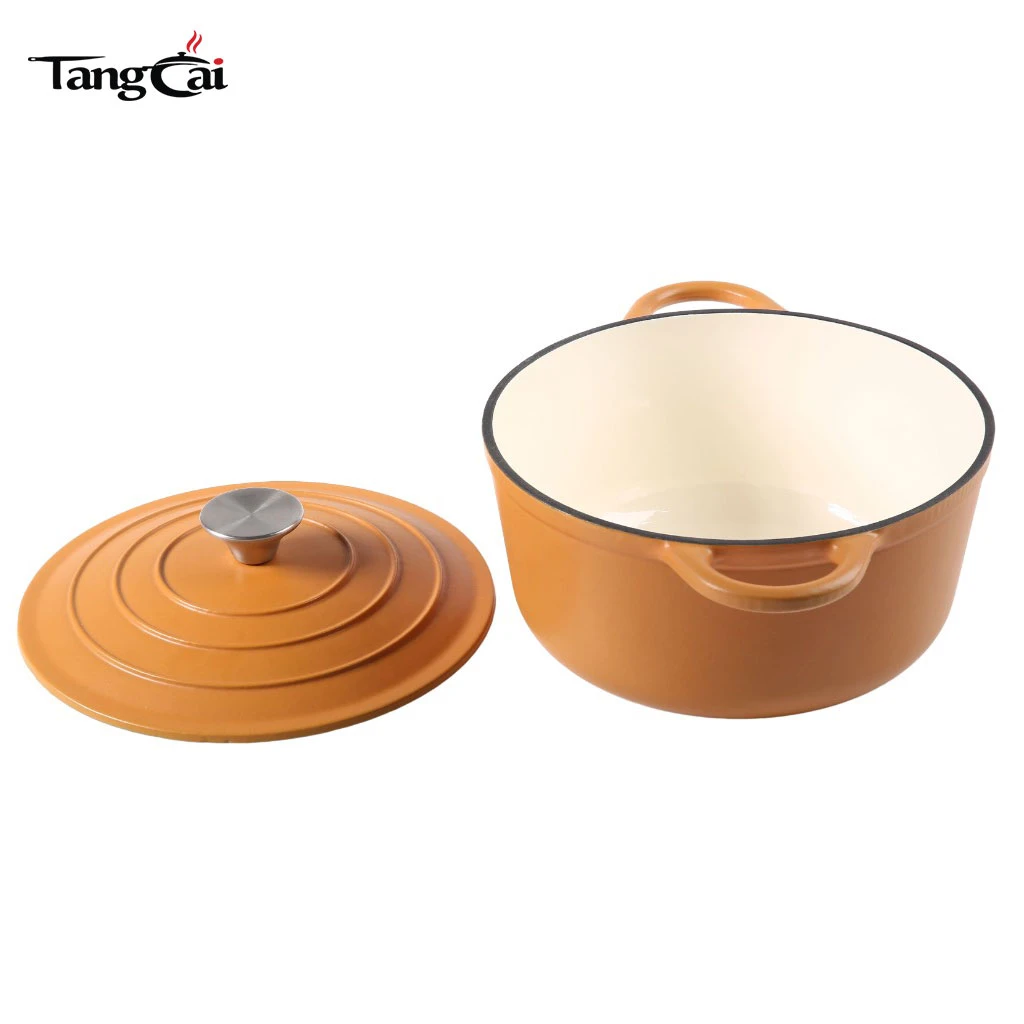 5QT 24cm Enameled Cast Iron Dutch Oven -Round Casserole Pot Oven Safe up to 500&deg; F