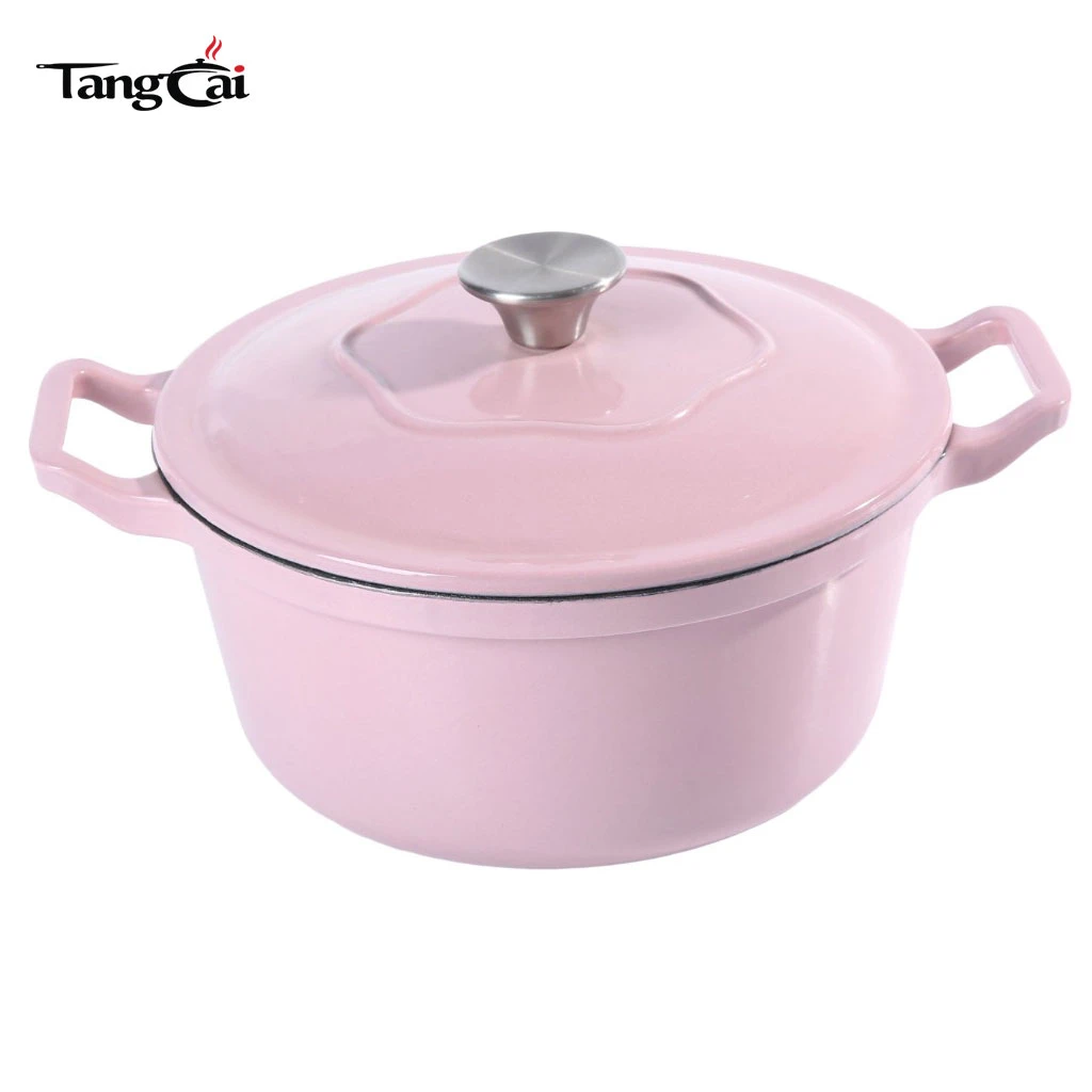 Trendy Pink Cookware 5.5Quart Enameled Cast Iron Dutch Oven, Multi Size for Choices