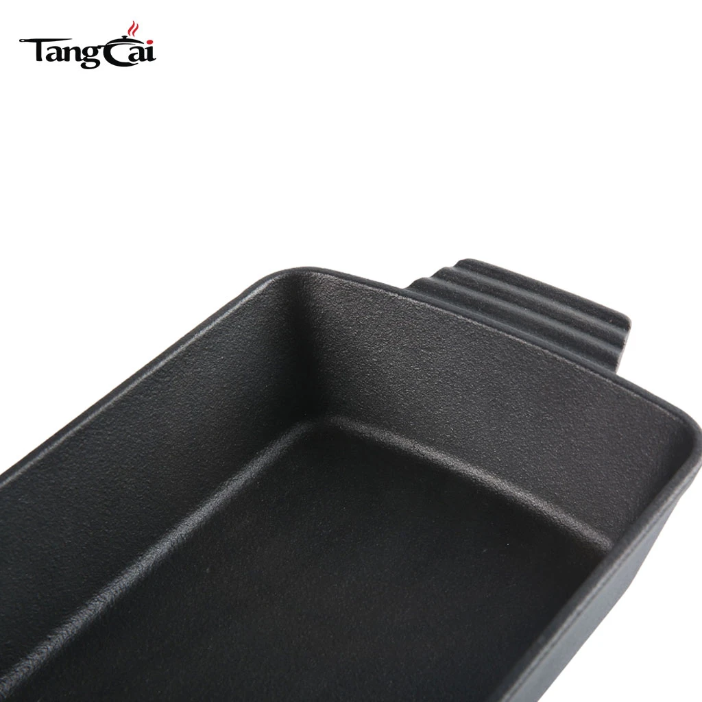 Pre-seasoned Cast Iron Roaster, Rectangular Deep Baking Dish for Casserole, Focaccia, Lasagna