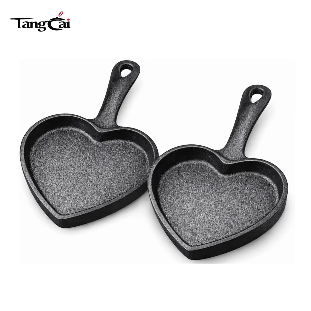 10-Inch Pre-Seasoned Cast Iron Heart Shaped Skillet with Long Handle