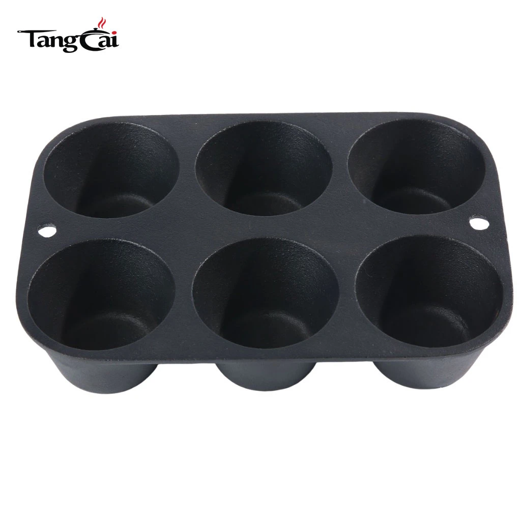 Source Factory Supply Pre-Seasoned Cast Iron Muffin Pan,6-Cup Nonstick Cupcake Pan for Global Buyers