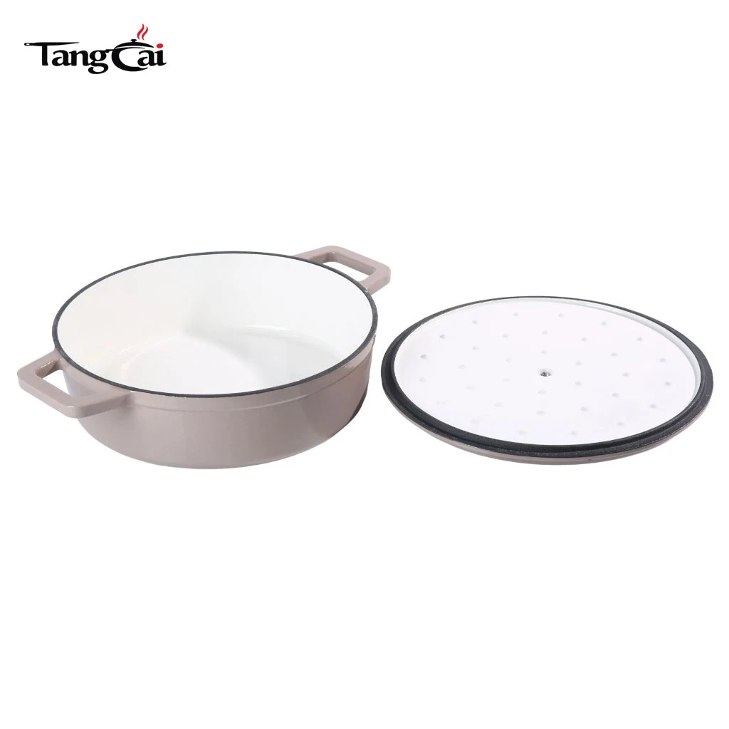Wholesale Small Enameled Cast Iron Dutch Oven, Mini Seafood Casserole Pot with Flat Lid