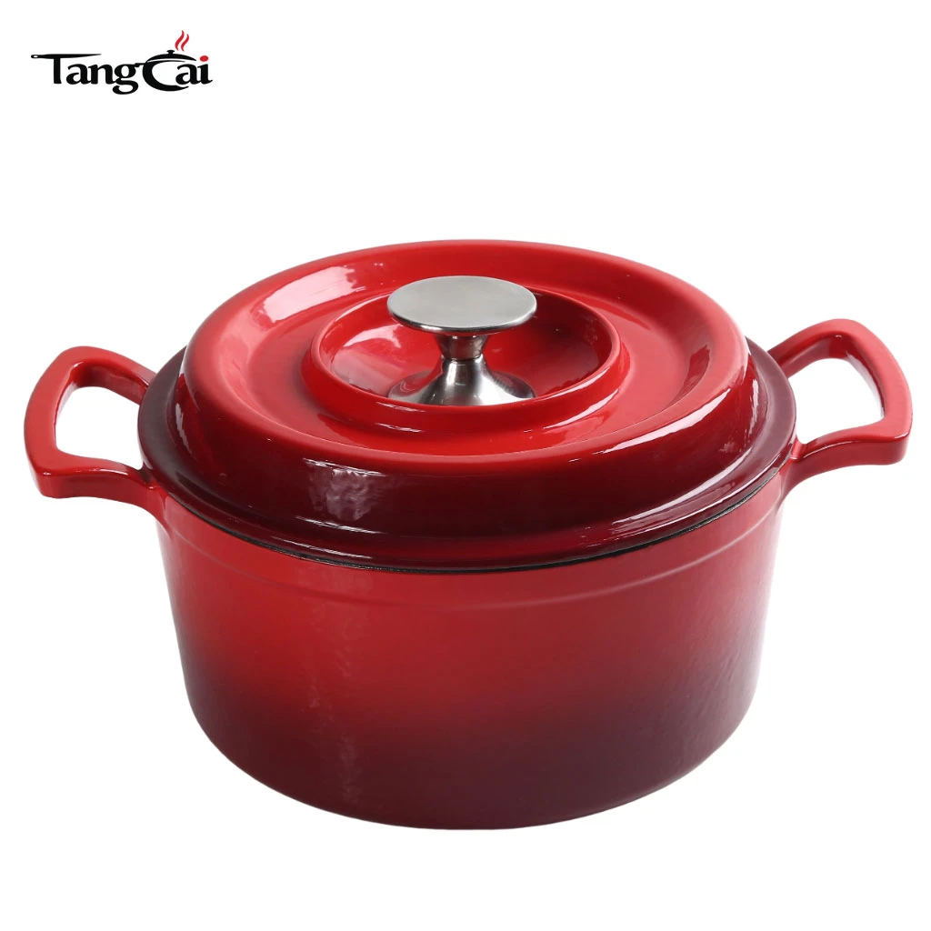 5QT Enamel Cast Iron Dutch Oven with Large Wider Handles