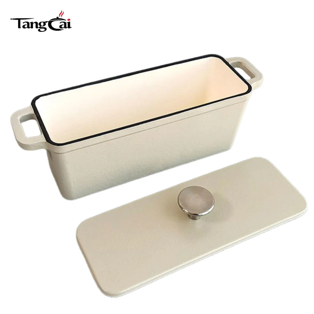 Custom Enameled Cast Iron Rectangular Bread Pan with Lid, Multipurpose Meat Loaf Pan Bread Oven FDA LFGB Certificated