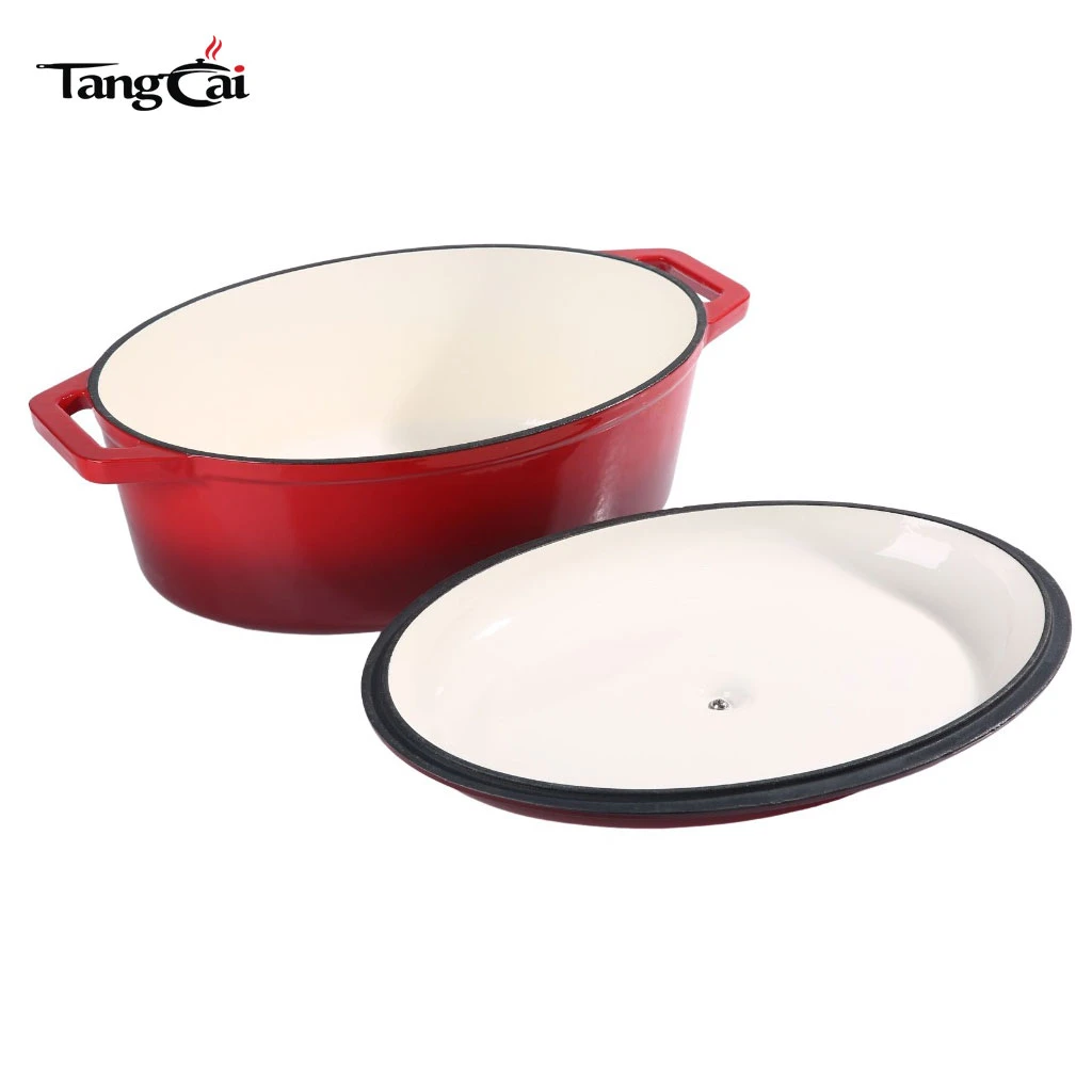 Custom Extra Large Capacity Enameled Cast Iron Dutch Oven, Big Size Oval Casserole Pot with Lid