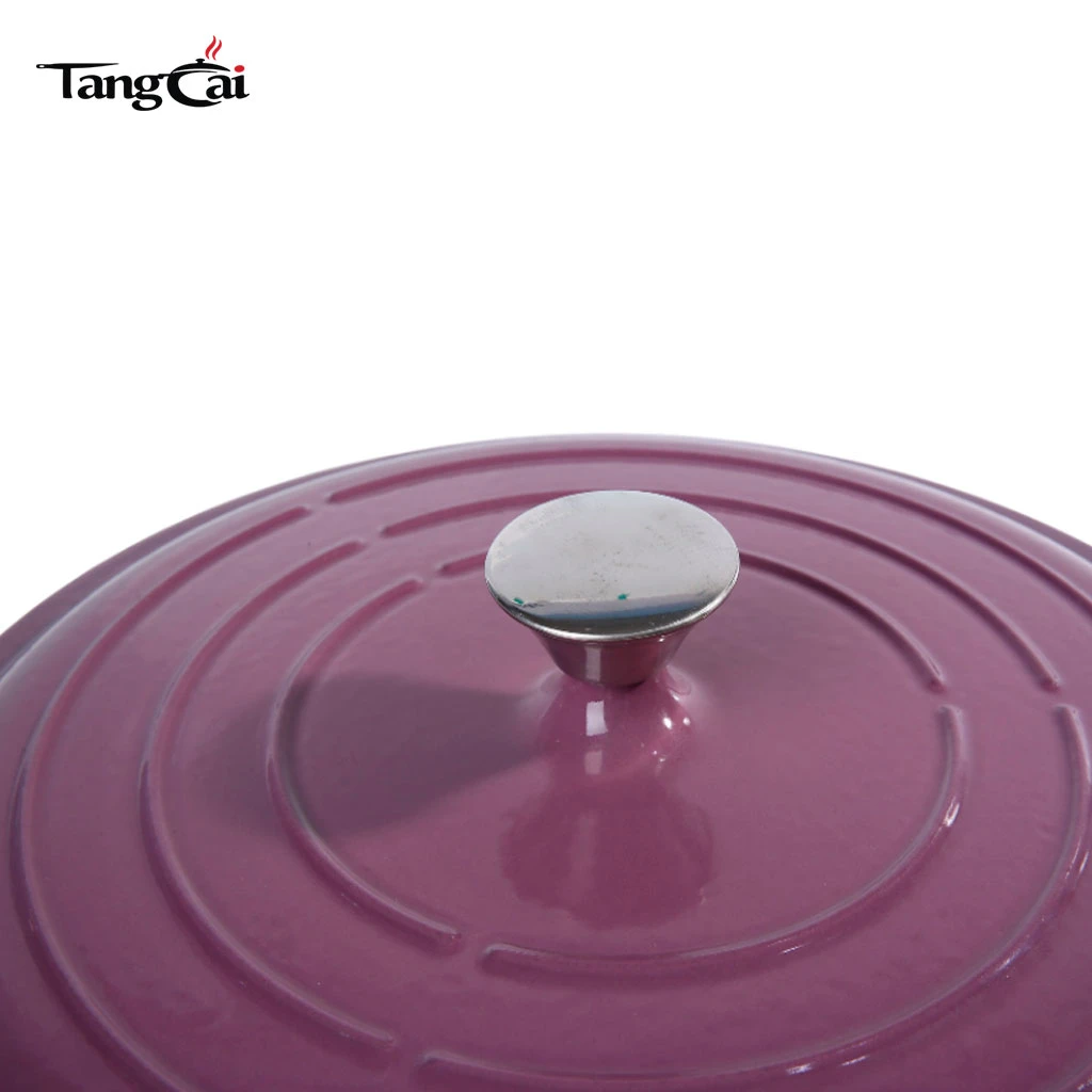Grape Purple Enameled Cast Iron Shallow Dutch Oven, 3.8QT Multi-purpose Seafood Casserole Pan