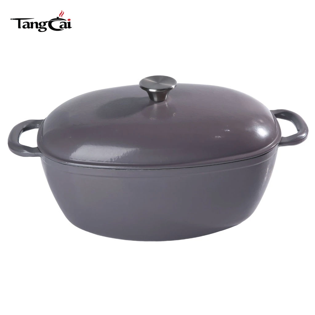 Extra Large Capacity Enameled Cast Iron Dutch Oven, Oversized Oval Big Casserole Pot with Thick Curved Loop Handles