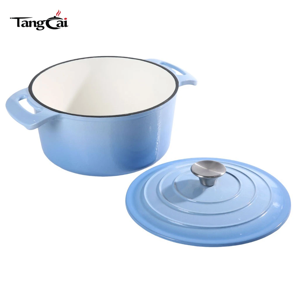 Factory Supply Light Blue Enameled Cast Iron Dutch Oven,Family Size Casserole Pot