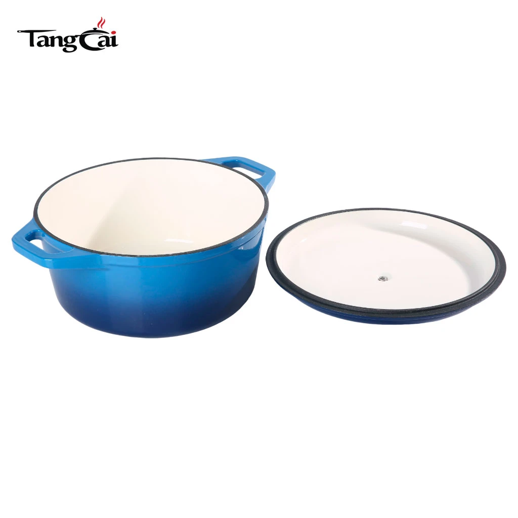 Blue 6qt Enameled Cast Iron Dutch Oven, Heavy-Duty Casserole and Braiser Pan with Lid