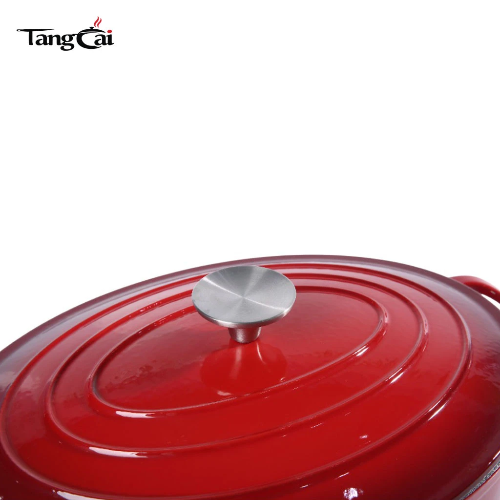 Large All In One Cookware Oval 6.5QT Enameled Cast Iron Dutch Oven, Family Size Casserole Stock Pot