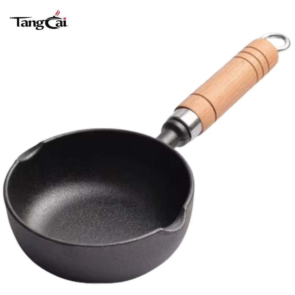 2Piece Mini Cast Iron Skillet Small Egg Frying Pan Melting Pot with Double Drip Spout