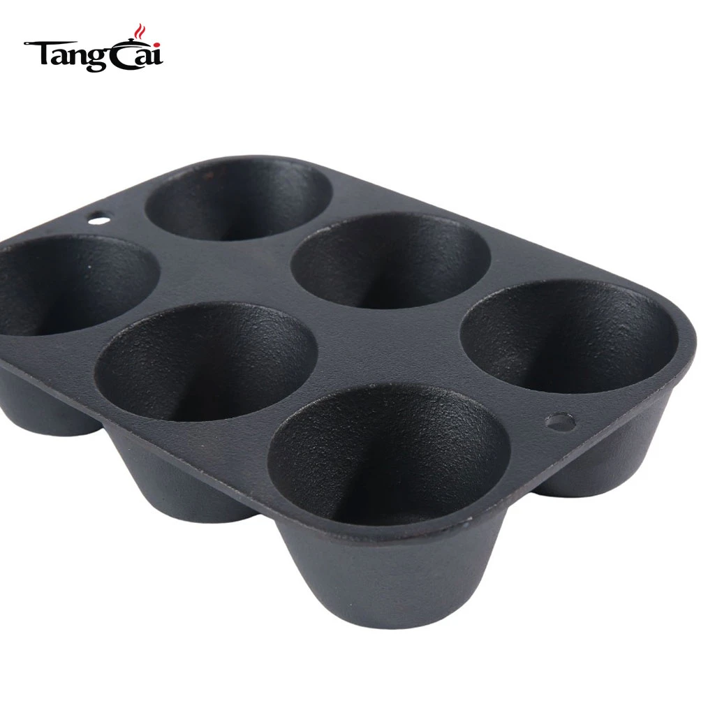 Source Factory Supply Pre-Seasoned Cast Iron Muffin Pan,6-Cup Nonstick Cupcake Pan for Global Buyers