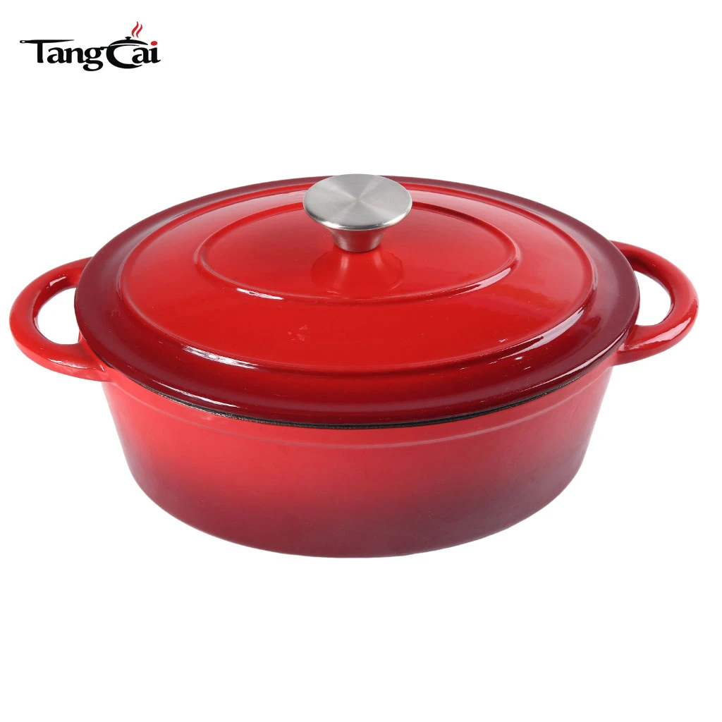 5.5 Quart Oval Enameled Cast Iron Dutch Oven Pot with Lid, Oven Safe up to 550&deg; F & Dishwasher Safe, Sturdy Dutch Oven Cookware