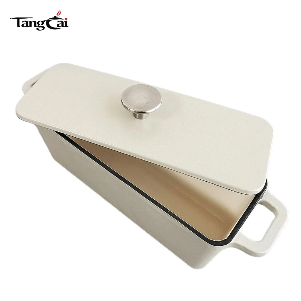 Custom Enameled Cast Iron Rectangular Bread Pan with Lid, Multipurpose Meat Loaf Pan Bread Oven FDA LFGB Certificated