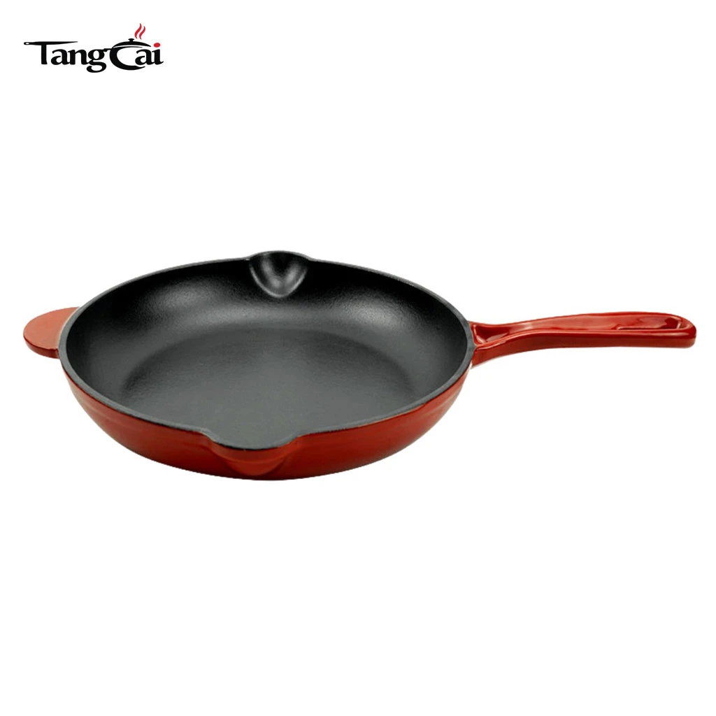 10Inch Enameled Cast Iron Skillet, Non Stick Round Fry Pan Induction Compatible