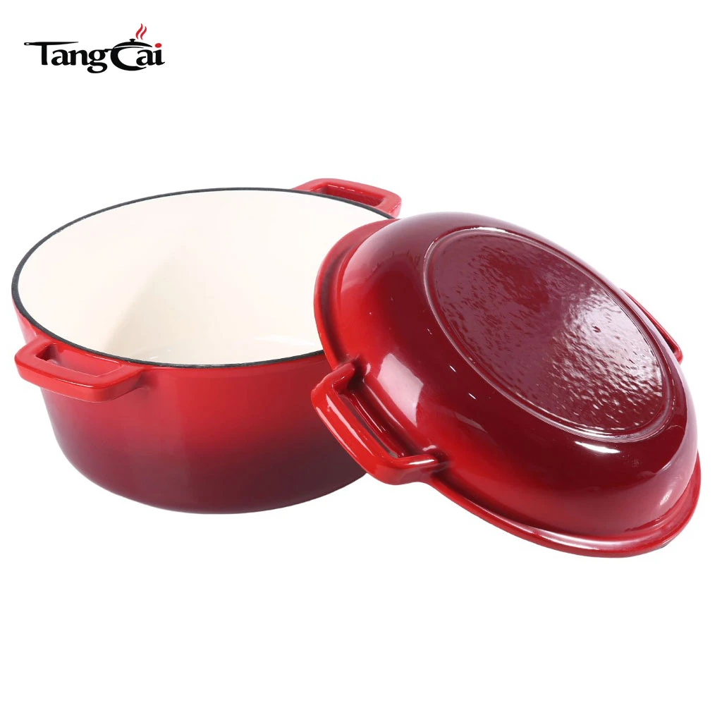 2 in 1 5QT Enameled Cast Iron Dutch Oven for Sourdough Bread Baking