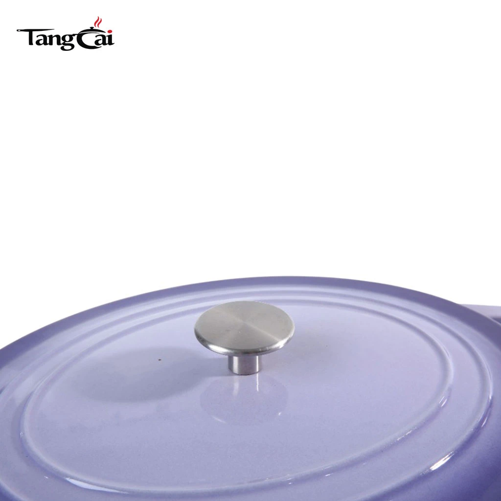 7Quart Purple Color Oval Enameled Cast Iron Dutch Oven, Family Size Casserole Soup Pot