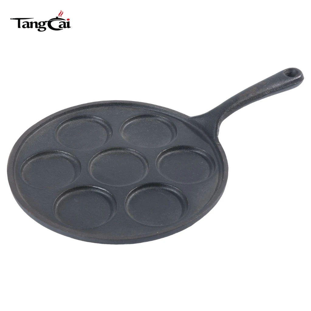 Mini 7-Cup Pancake Maker Pan, Pre-Seasoned Breakfast Cast Iron Plett Pan with Seven 2.5&rdquo;Dia Sections