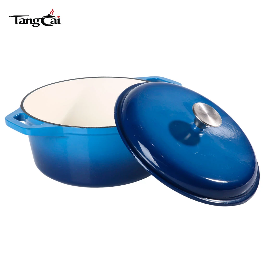 Blue 6qt Enameled Cast Iron Dutch Oven, Heavy-Duty Casserole and Braiser Pan with Lid
