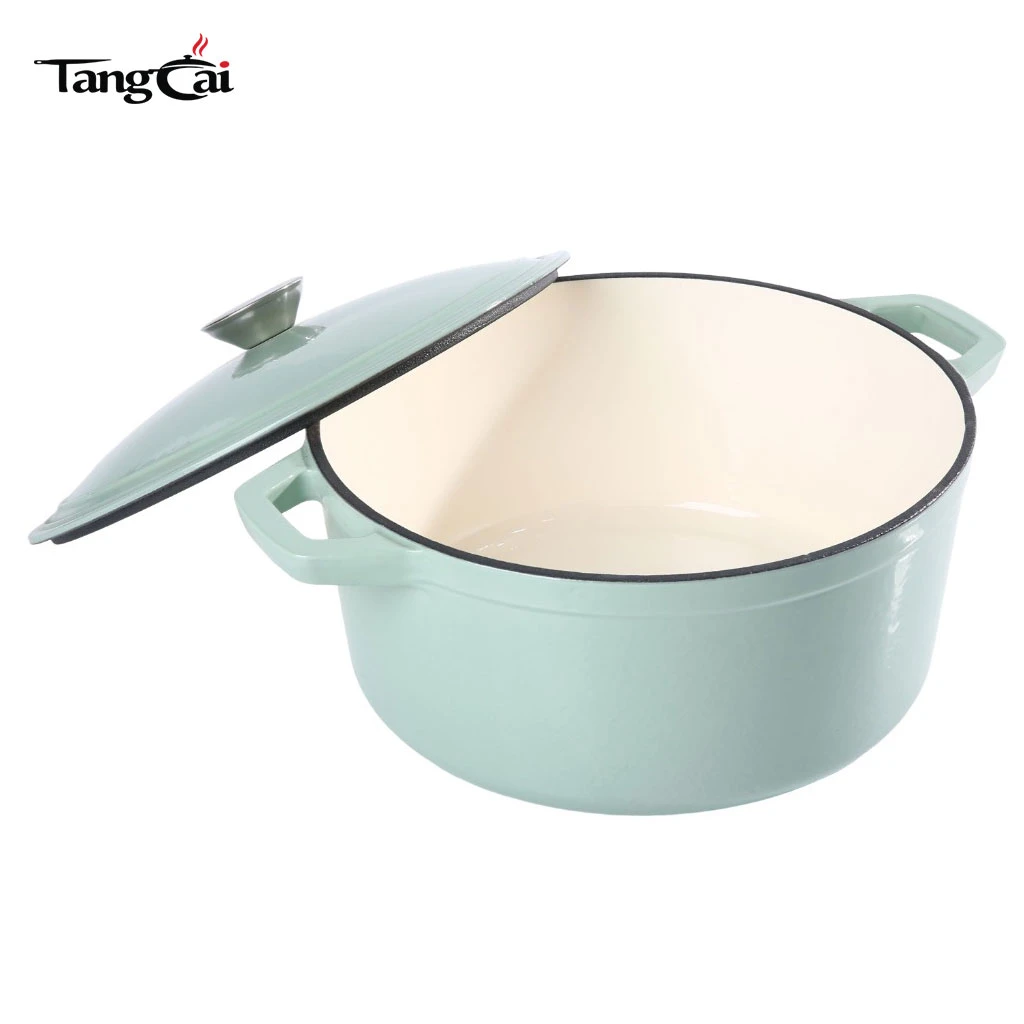 Modern Style 5.5QT Enameled Cast Iron Dutch Oven Round Casserole Pot with Lid