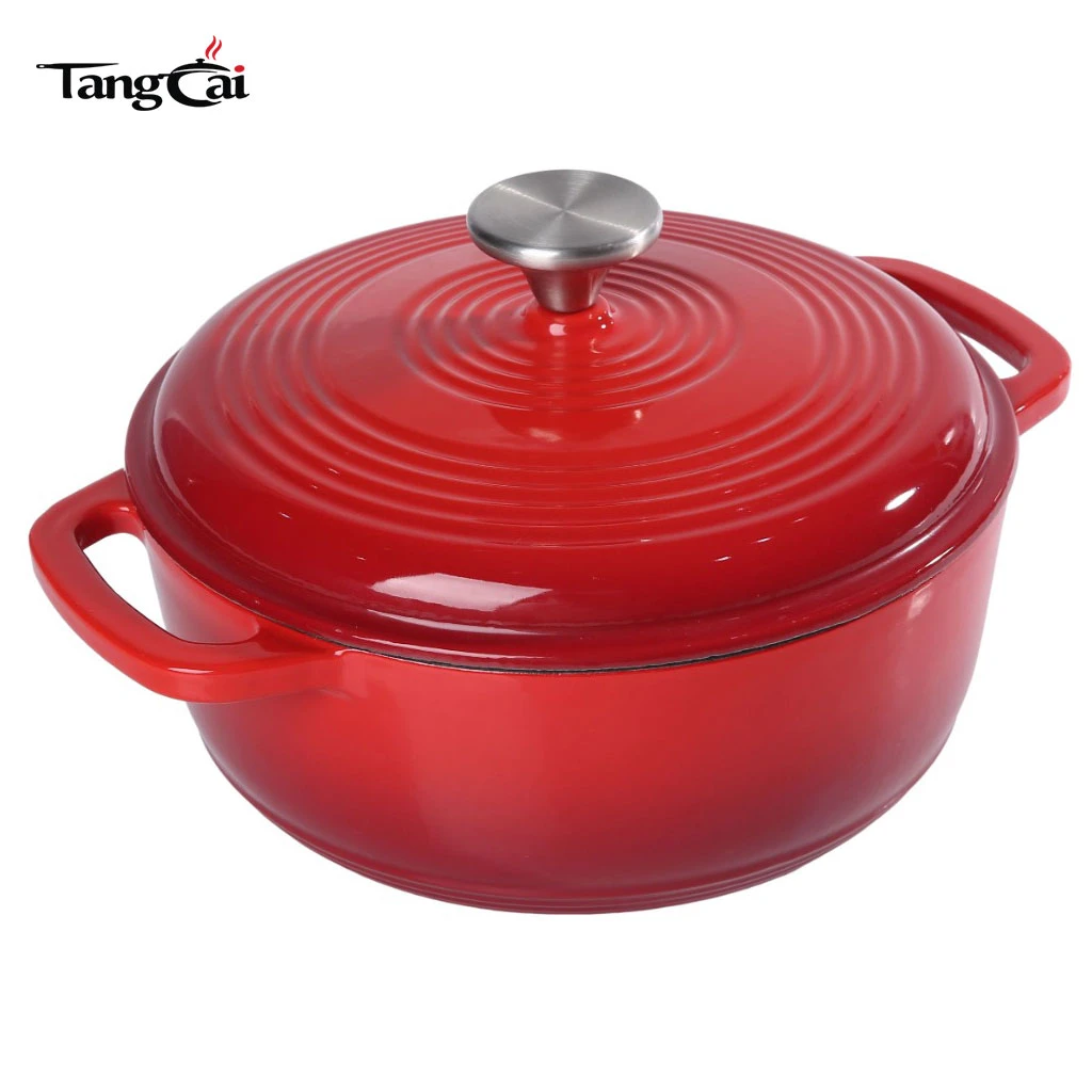 6QT Round Enameled Cast Iron Dutch Oven - Perfect for Sourdough Bread Baking