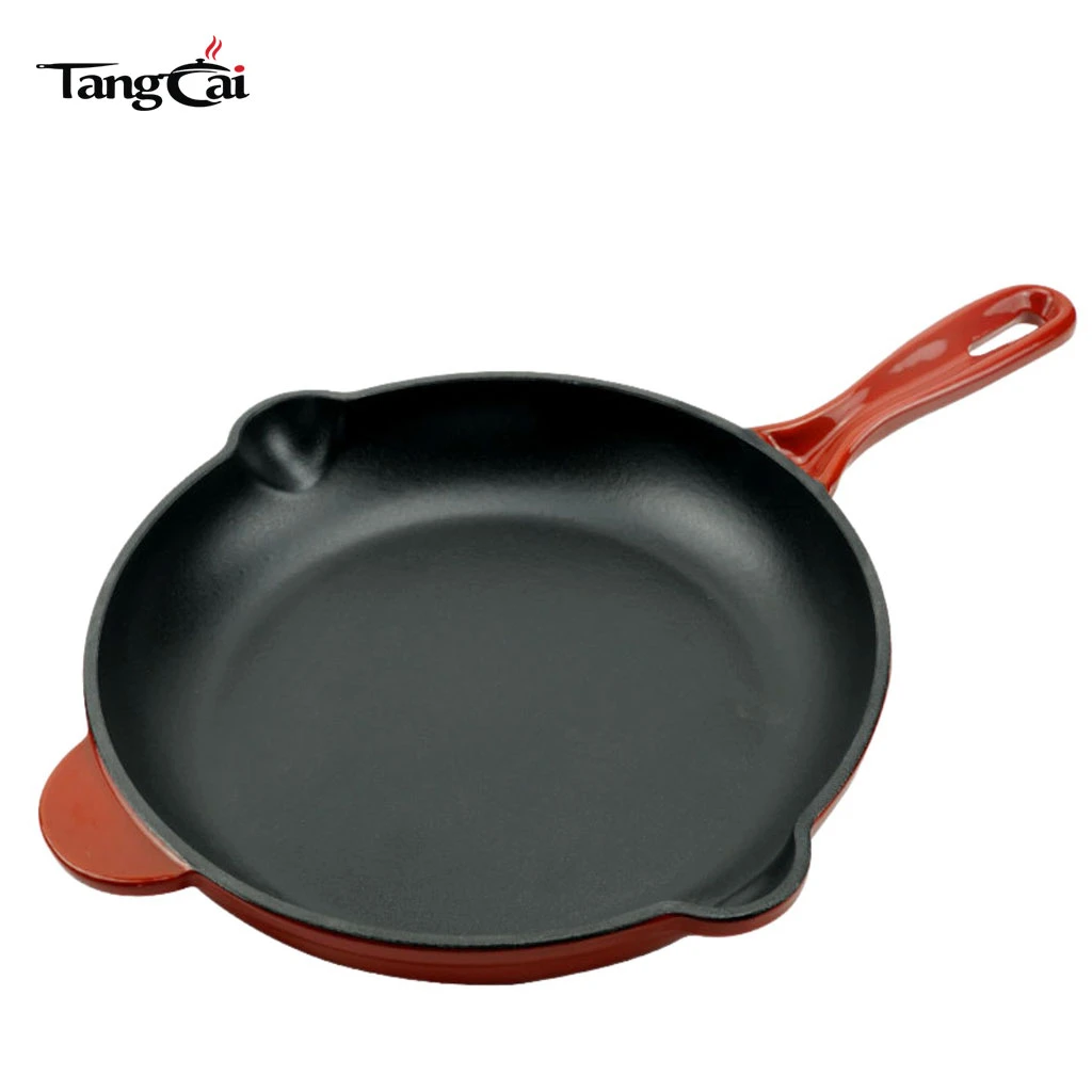 10Inch Enameled Cast Iron Skillet, Non Stick Round Fry Pan Induction Compatible
