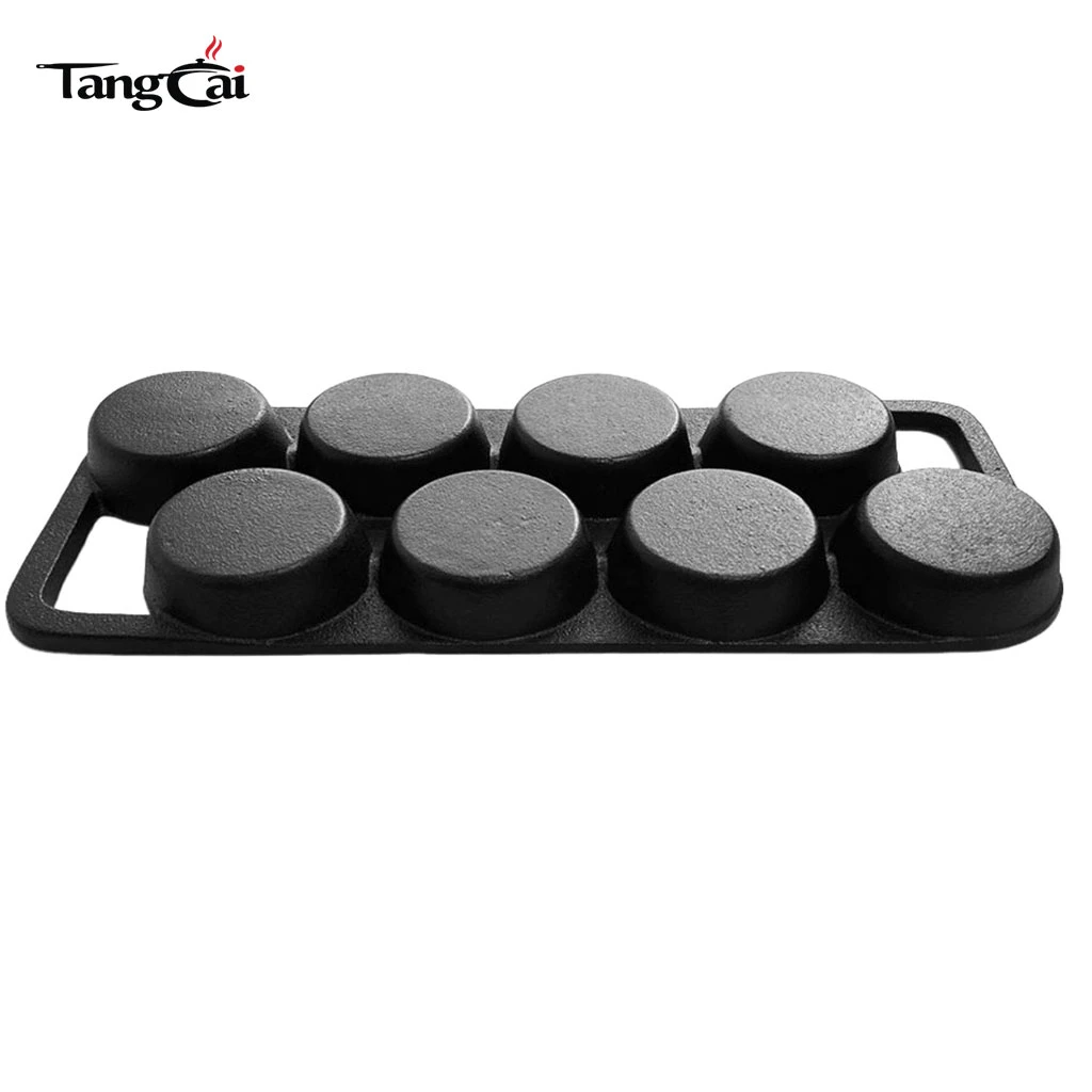 8-Hole Cast Iron Baking Mold, Pre-Seasoned Muffin & Cornbread Pan, Non-Stick Skillet for Individual Baking and Breakfast
