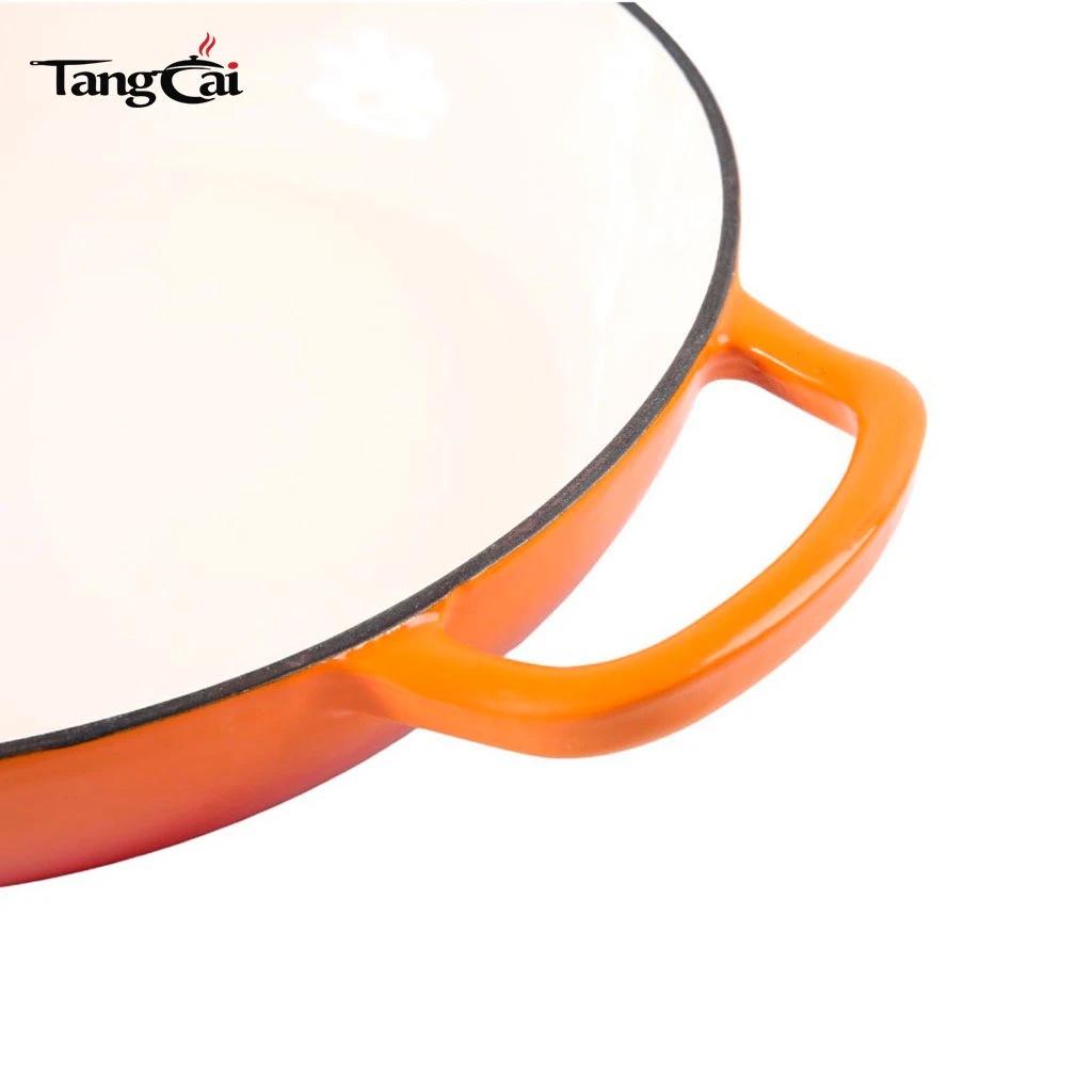 Enameled Cast Iron Dutch Oven Braiser, 3.8 Quart Shallow Enamel Skillet Pot with Lid
