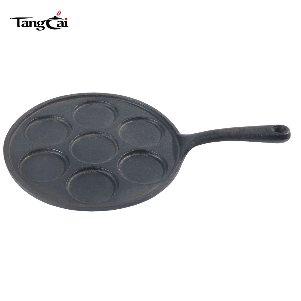 Mini 7-Cup Pancake Maker Pan, Pre-Seasoned Breakfast Cast Iron Plett Pan with Seven 2.5&rdquo;Dia Sections