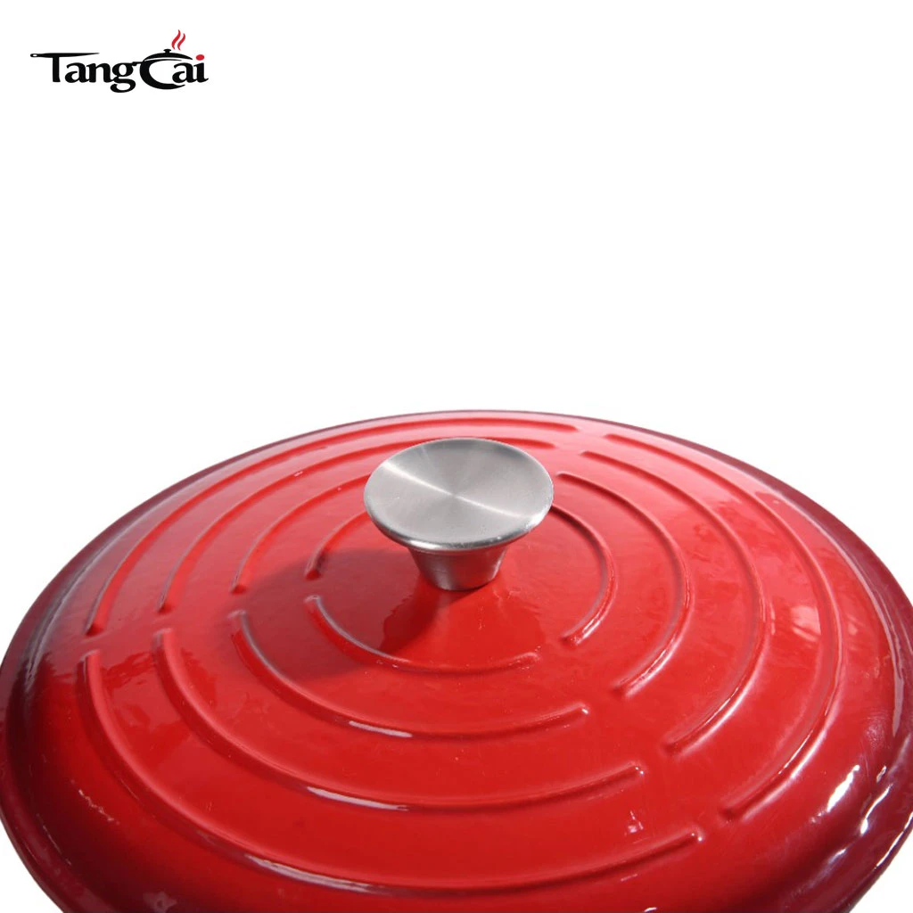 Custom Le Creuset Style 5.5QT Gradient Red Enameled Cast Iron Signature Round Dutch Oven