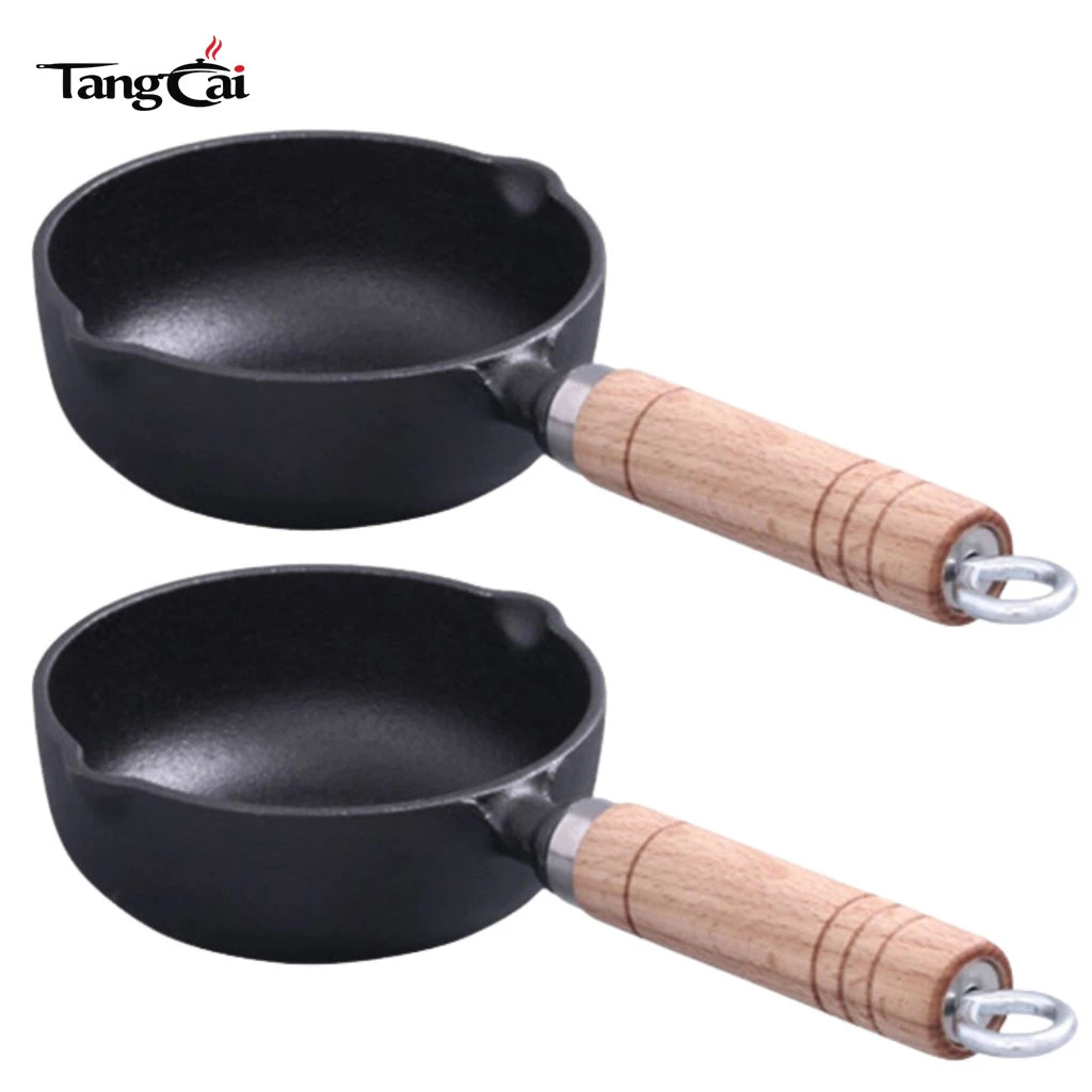 2Piece Mini Cast Iron Skillet Small Egg Frying Pan Melting Pot with Double Drip Spout