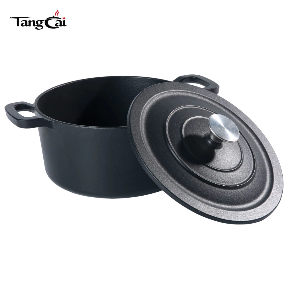 7-Quart Enamel Cast Iron Dutch Oven Pot &ndash; Matte Black &ndash; Heavy-Duty Casserole Pot for Slow Cooking, Braising & Baking