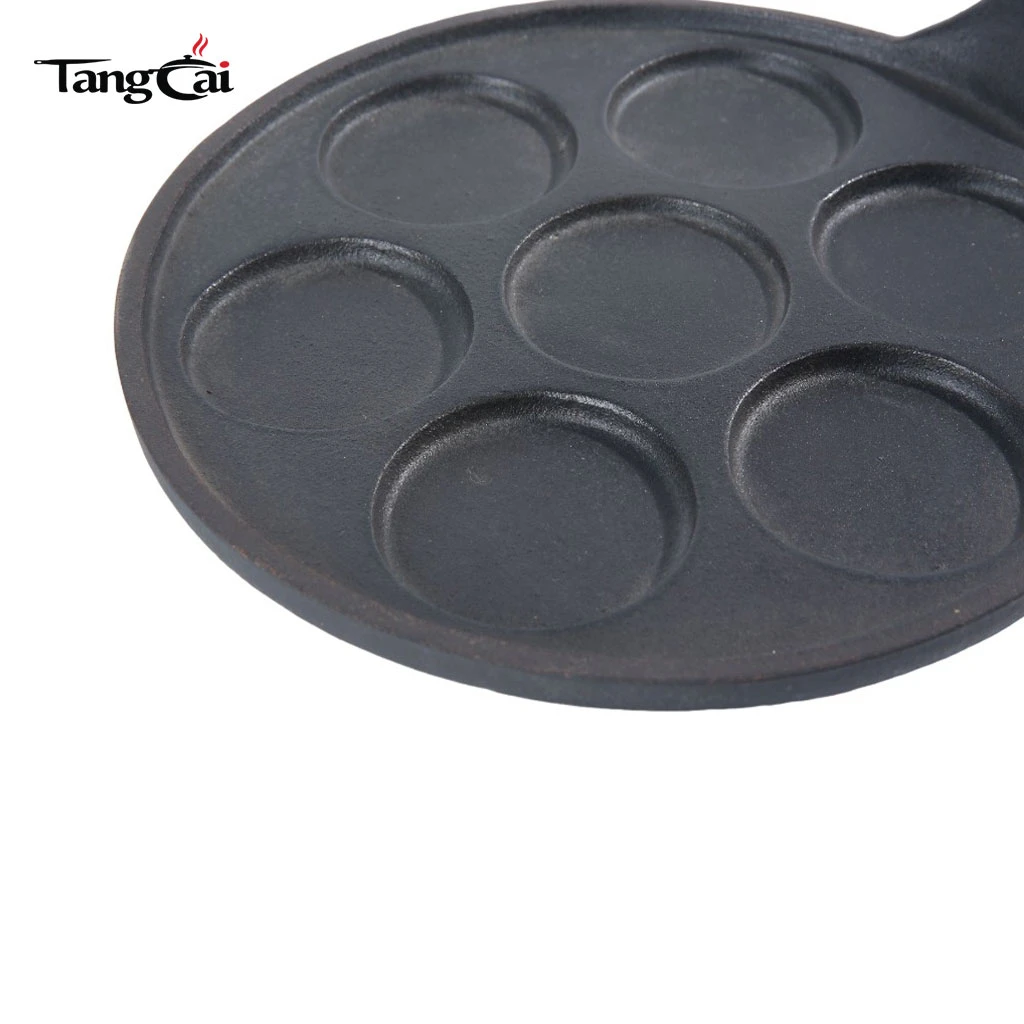 Mini 7-Cup Pancake Maker Pan, Pre-Seasoned Breakfast Cast Iron Plett Pan with Seven 2.5&rdquo;Dia Sections