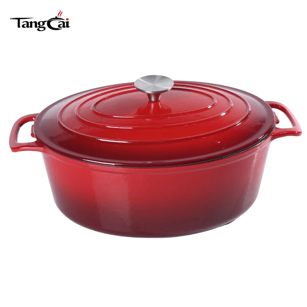 Large All In One Cookware Oval 6.5QT Enameled Cast Iron Dutch Oven, Family Size Casserole Stock Pot