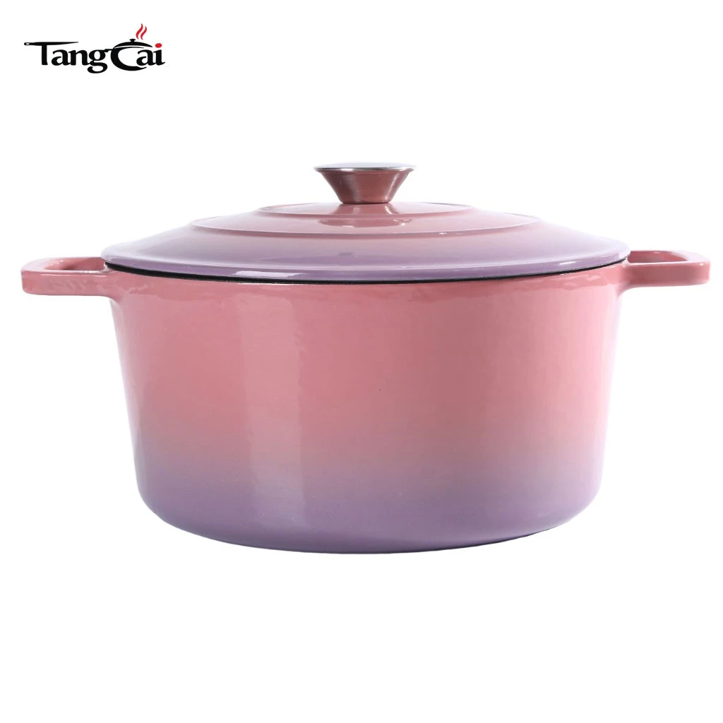Custom 5.5QT Round Enameled Cast Iron Dutch Oven with Lid Nonstick Casserole Pot for Sourdough Bread Baking
