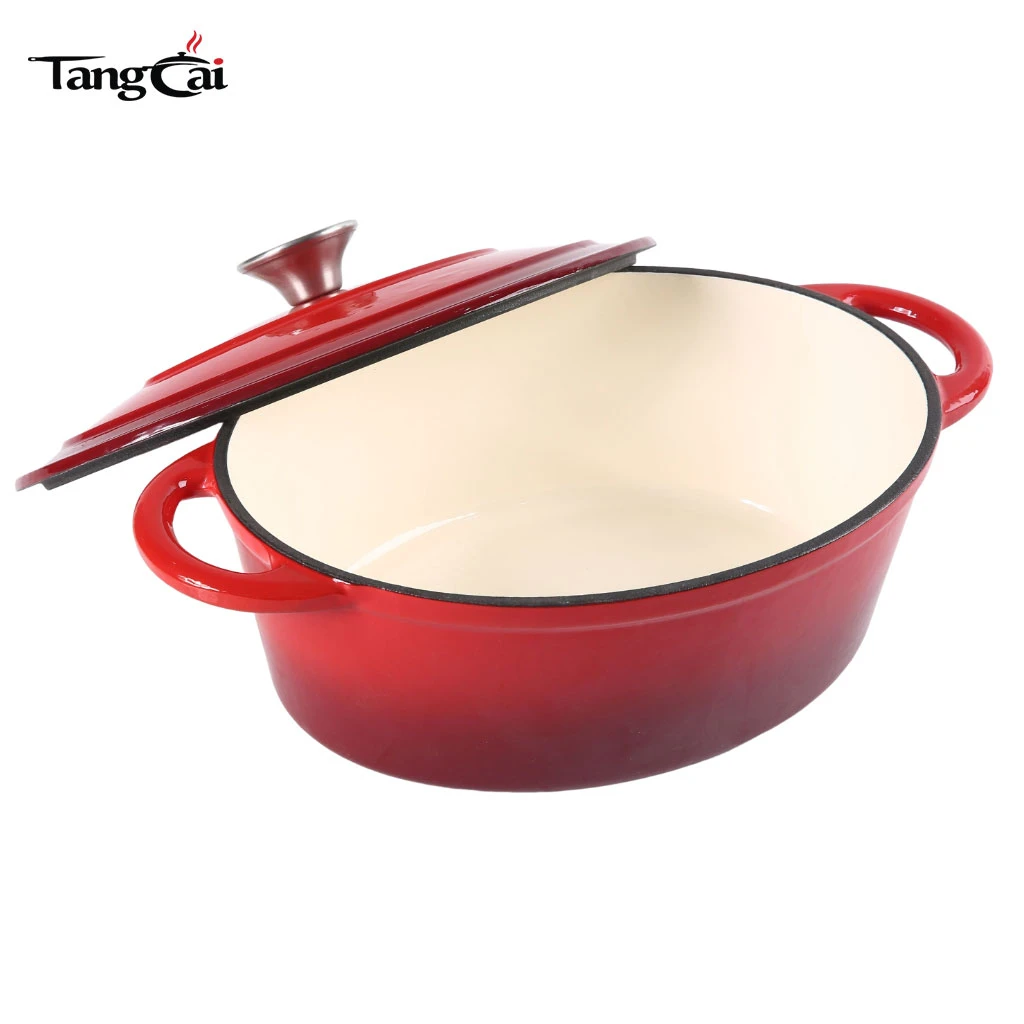 5.5 Quart Oval Enameled Cast Iron Dutch Oven Pot with Lid, Oven Safe up to 550&deg; F & Dishwasher Safe, Sturdy Dutch Oven Cookware
