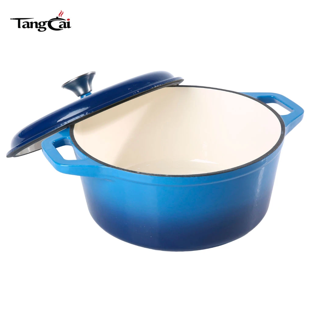 Blue 6qt Enameled Cast Iron Dutch Oven, Heavy-Duty Casserole and Braiser Pan with Lid