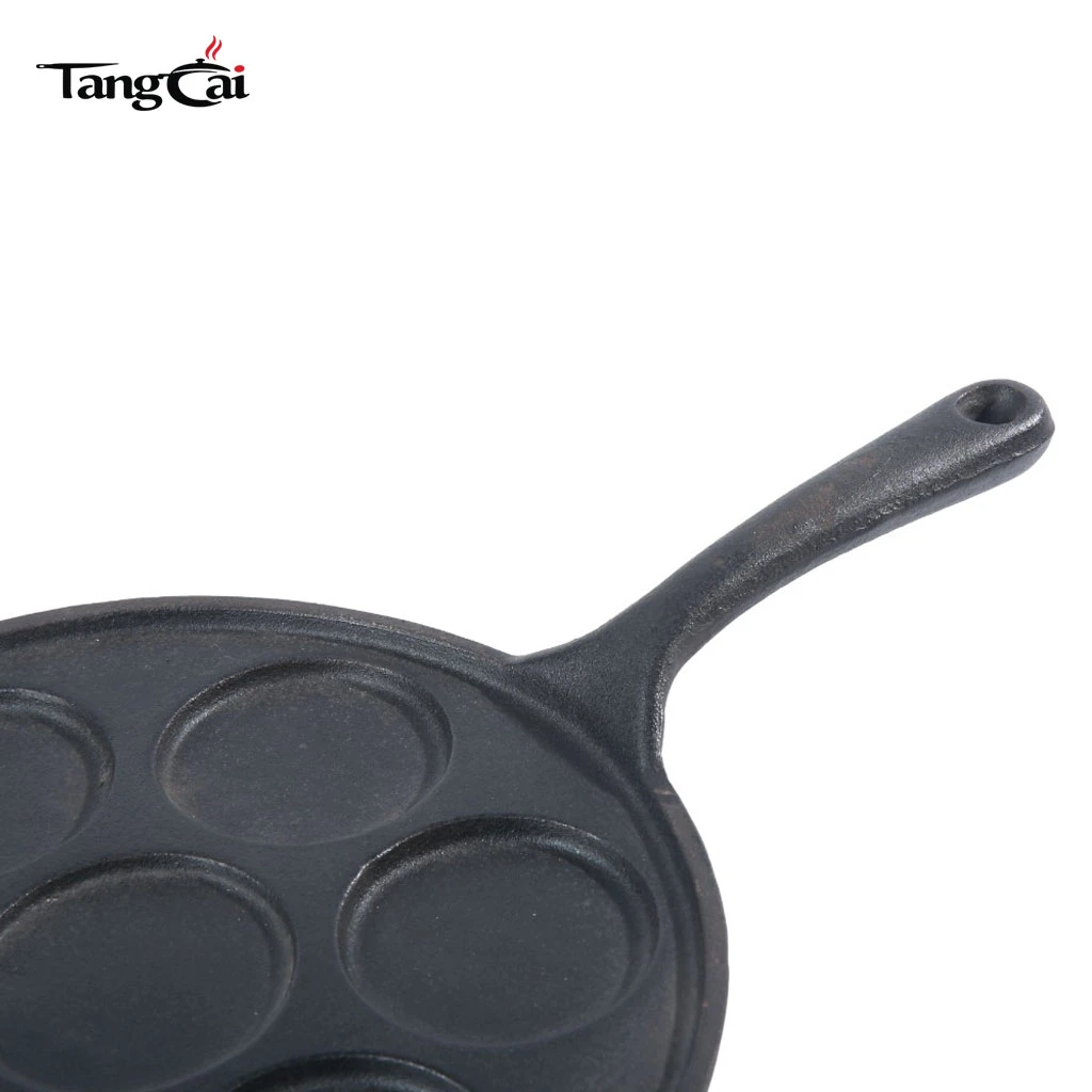 Mini 7-Cup Pancake Maker Pan, Pre-Seasoned Breakfast Cast Iron Plett Pan with Seven 2.5&rdquo;Dia Sections
