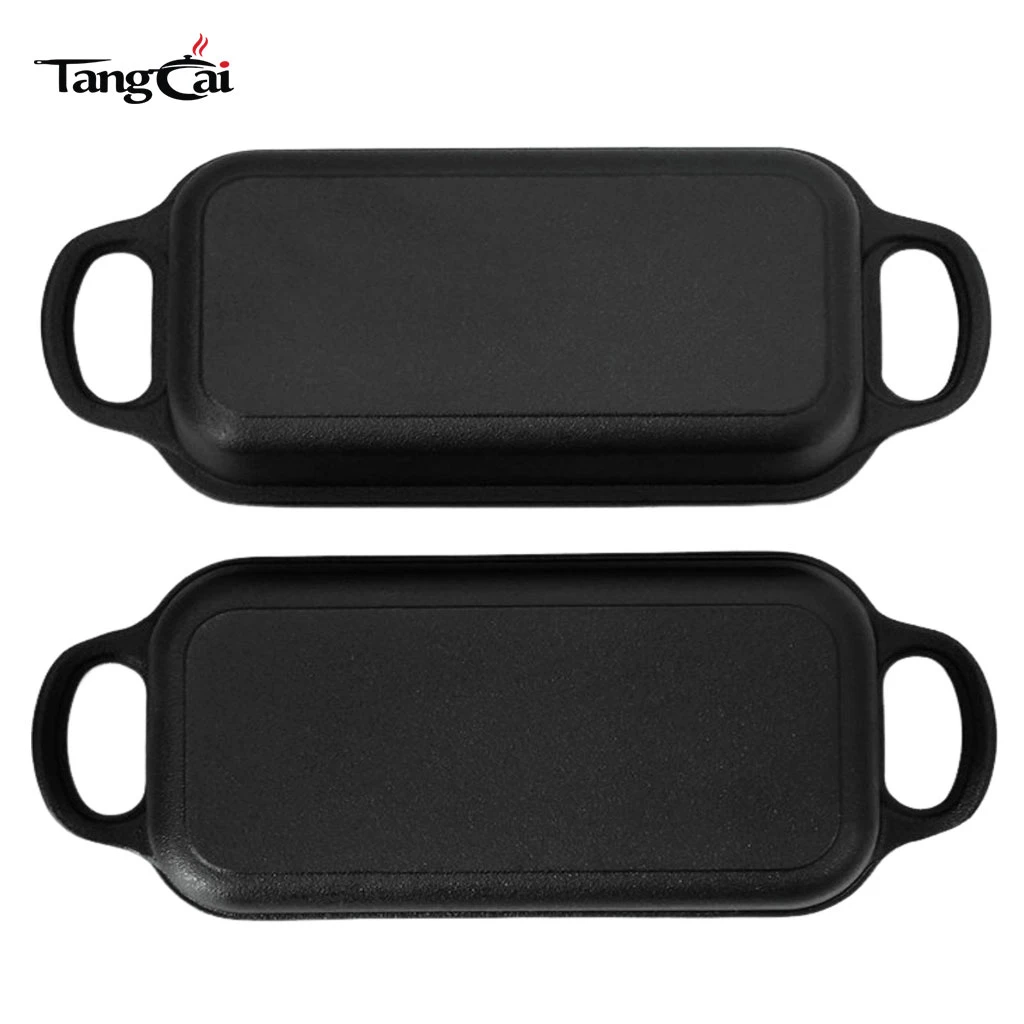 2 in 1 Rectangular Cast Iron Bread Loaf Pan with Lid, Multi-Use Combo Cooker for Baking Bread 9x5 Inch