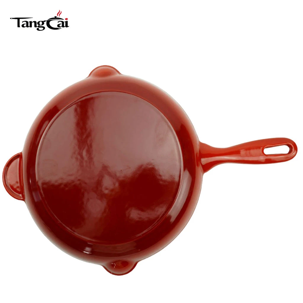 10Inch Enameled Cast Iron Skillet, Non Stick Round Fry Pan Induction Compatible