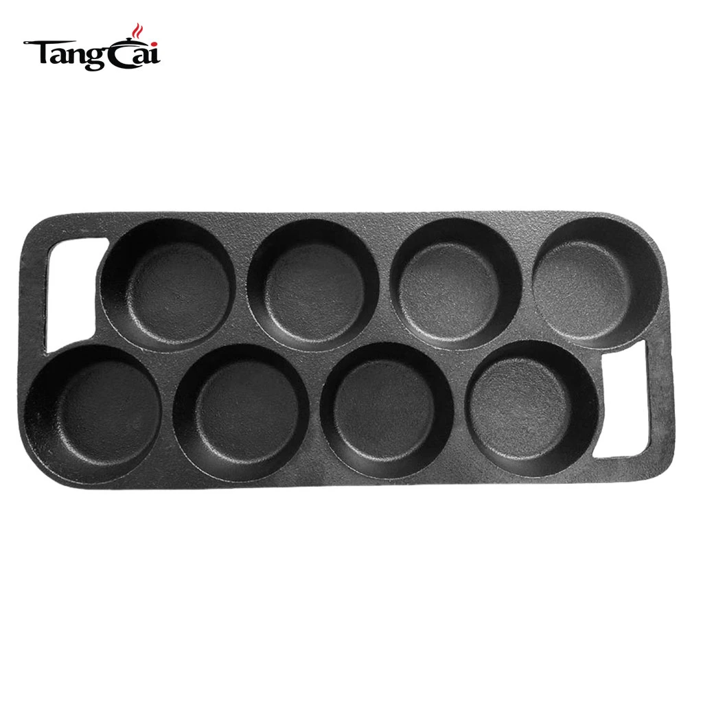 8-Hole Cast Iron Baking Mold, Pre-Seasoned Muffin & Cornbread Pan, Non-Stick Skillet for Individual Baking and Breakfast