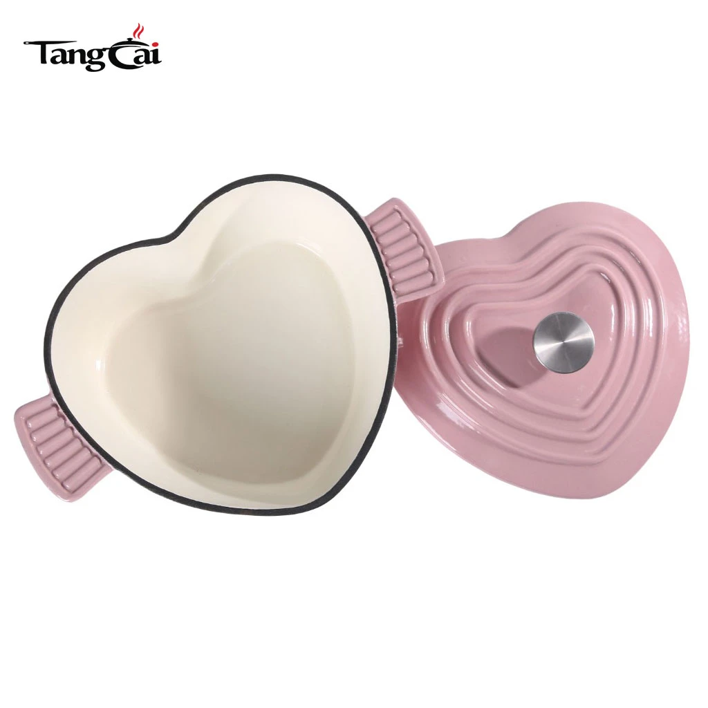 Popular Pink Heart Shaped Enamel Cast Iron Dutch Oven, Perfect for Holiday or Birthday Gift