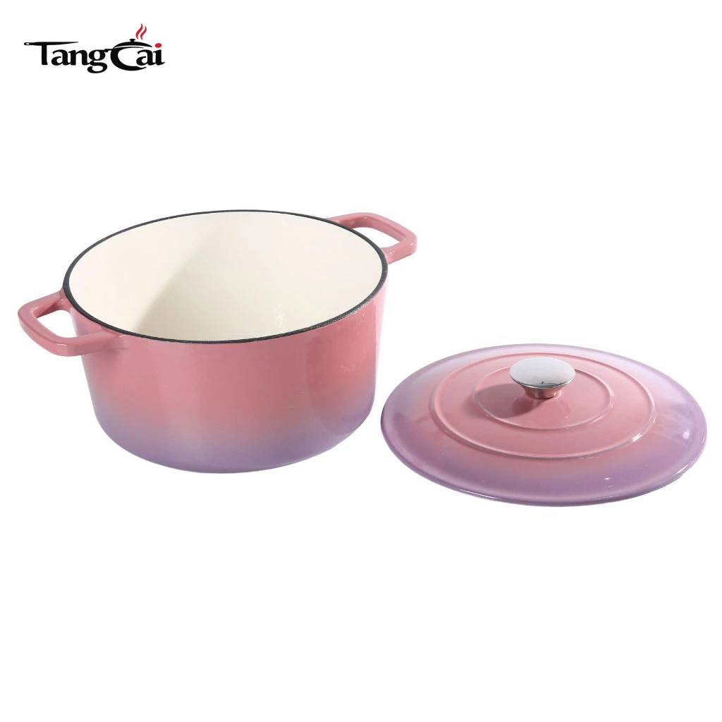 Custom 5.5QT Round Enameled Cast Iron Dutch Oven with Lid Nonstick Casserole Pot for Sourdough Bread Baking