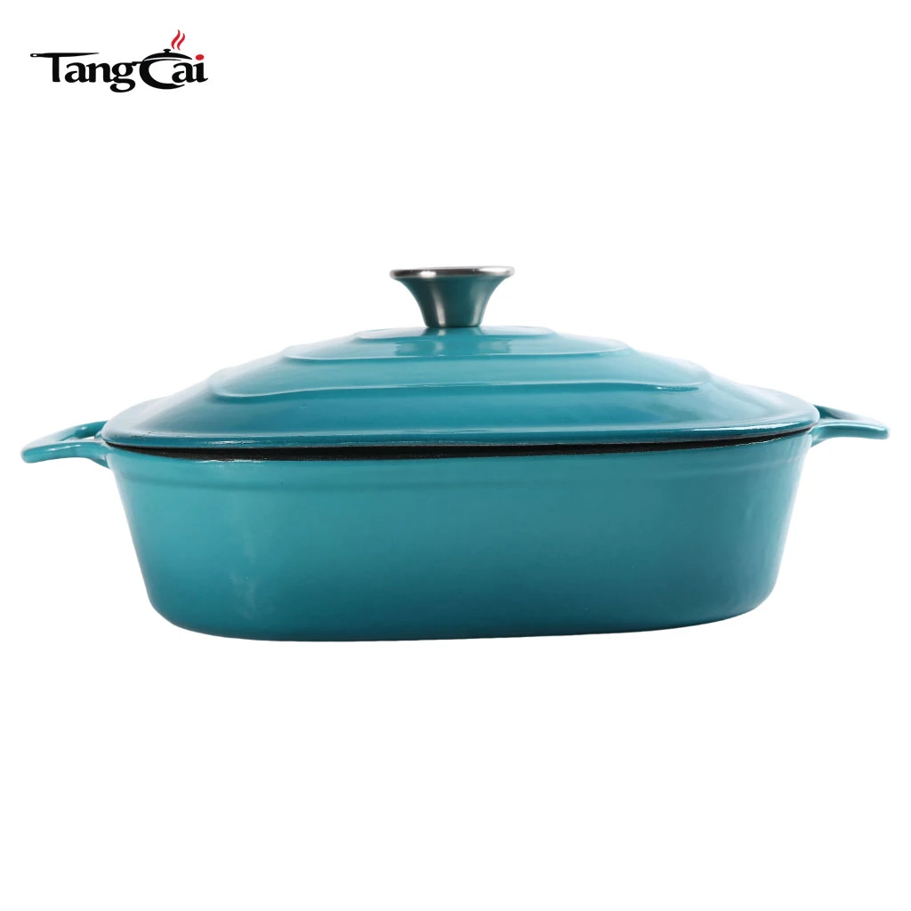 OEM Cookware Manufacturer Custom Square Shape Enameled Cast Iron Dutch Oven with Lid for Baking,Braising,Stewing,Roasting