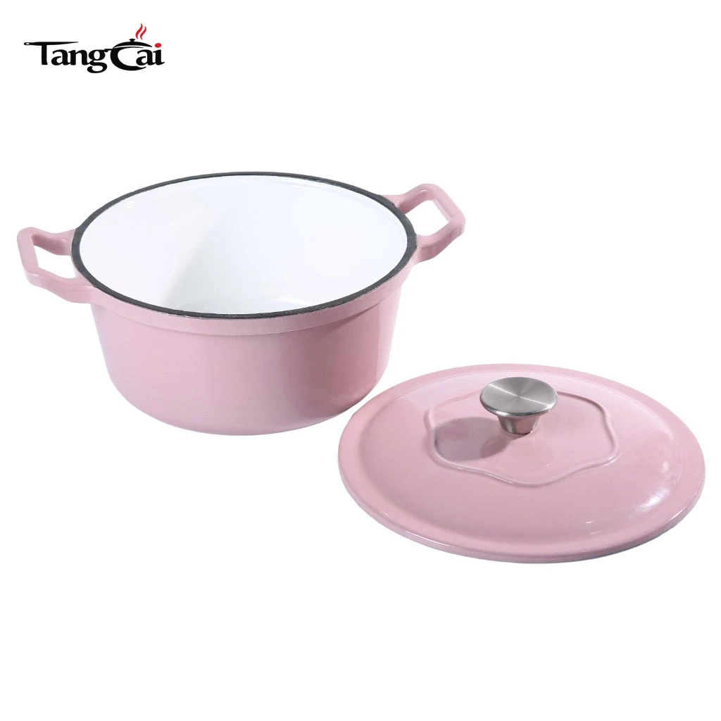 Trendy Pink Cookware 5.5Quart Enameled Cast Iron Dutch Oven, Multi Size for Choices
