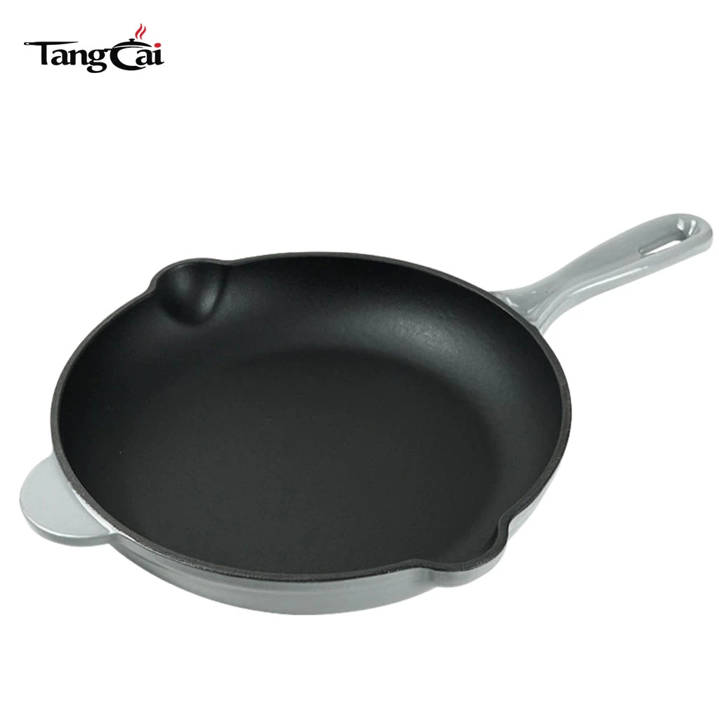 10Inch Enameled Cast Iron Skillet, Non Stick Round Fry Pan Induction Compatible