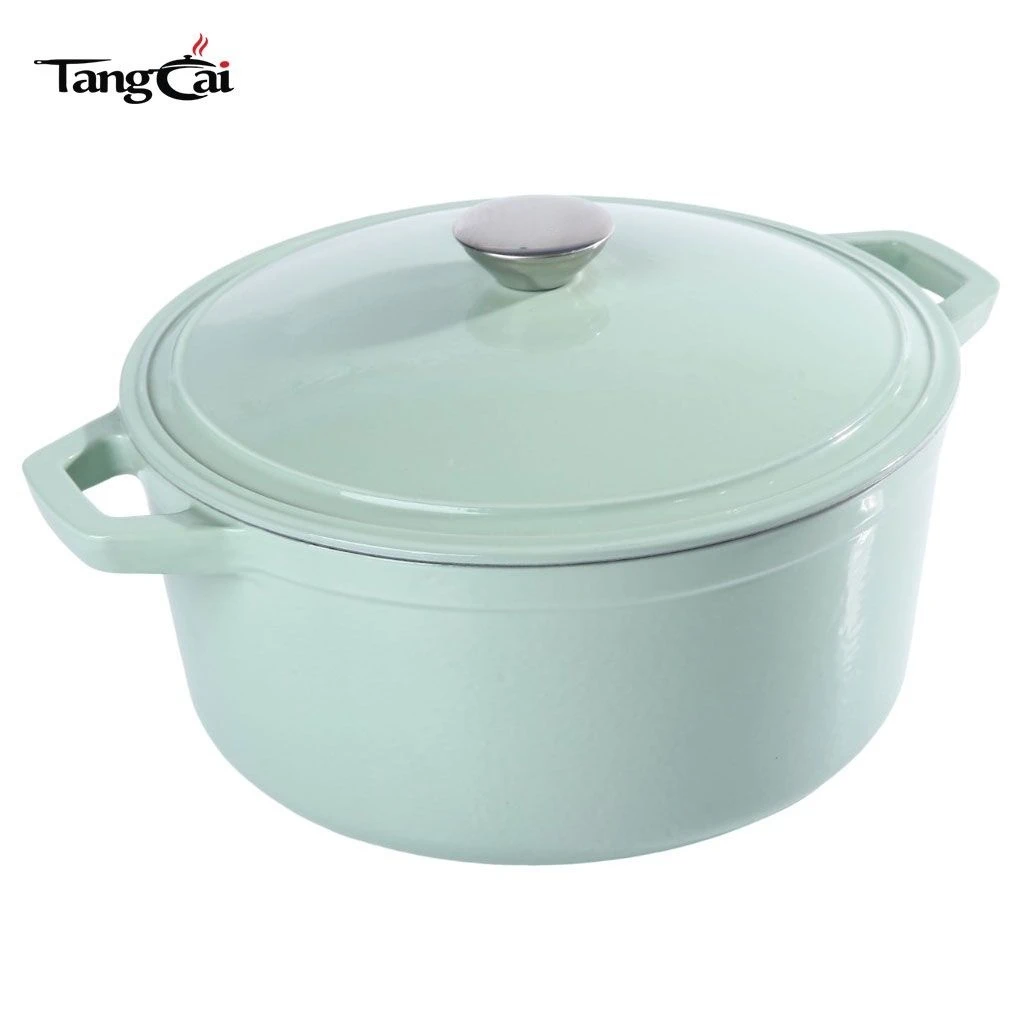 Modern Style 5.5QT Enameled Cast Iron Dutch Oven Round Casserole Pot with Lid