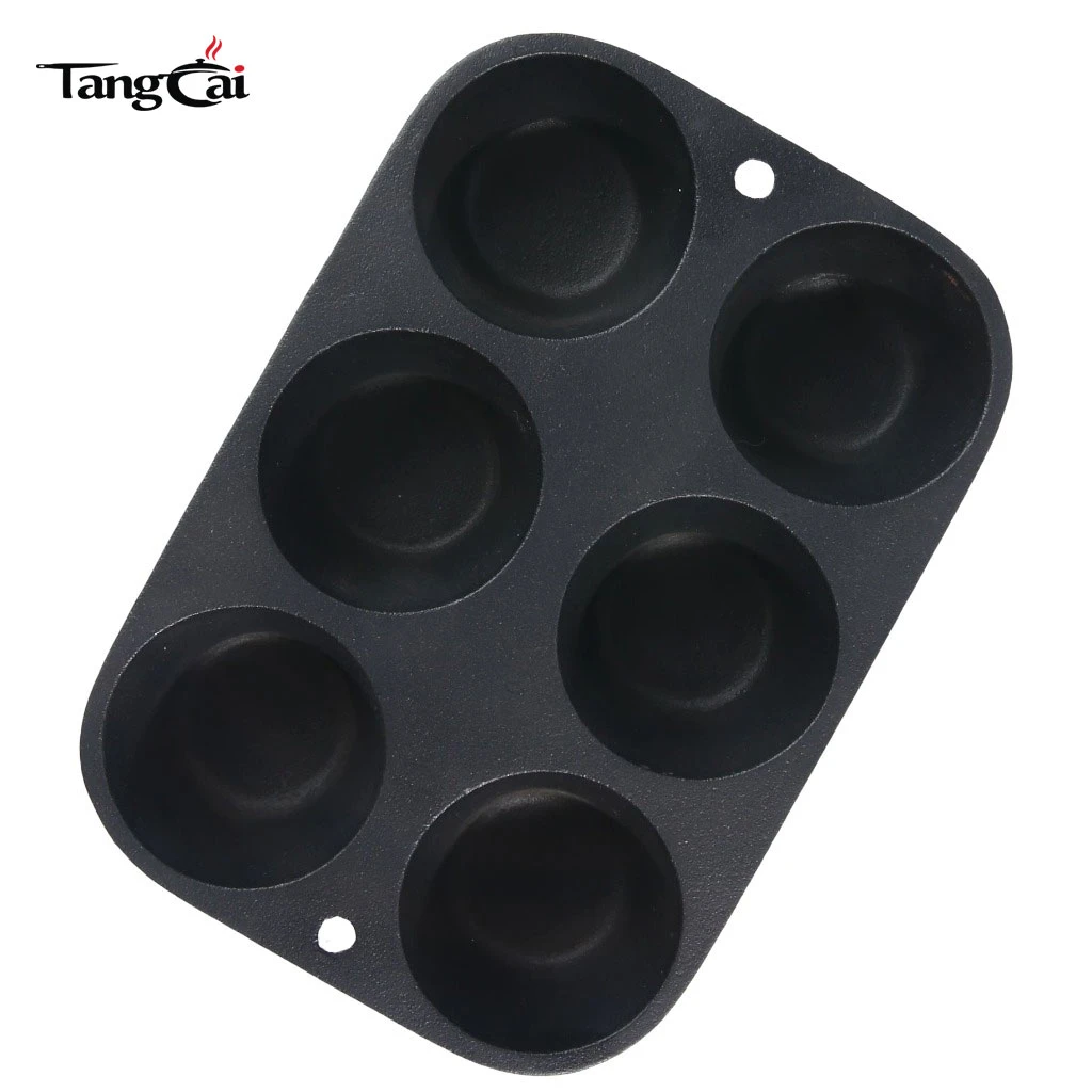 Source Factory Supply Pre-Seasoned Cast Iron Muffin Pan,6-Cup Nonstick Cupcake Pan for Global Buyers