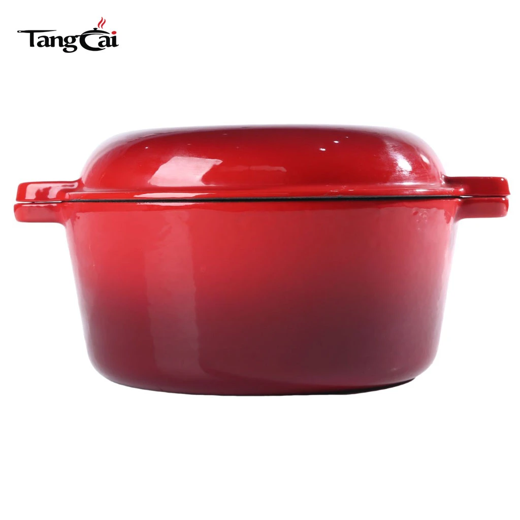 2 in 1 5QT Enameled Cast Iron Dutch Oven for Sourdough Bread Baking